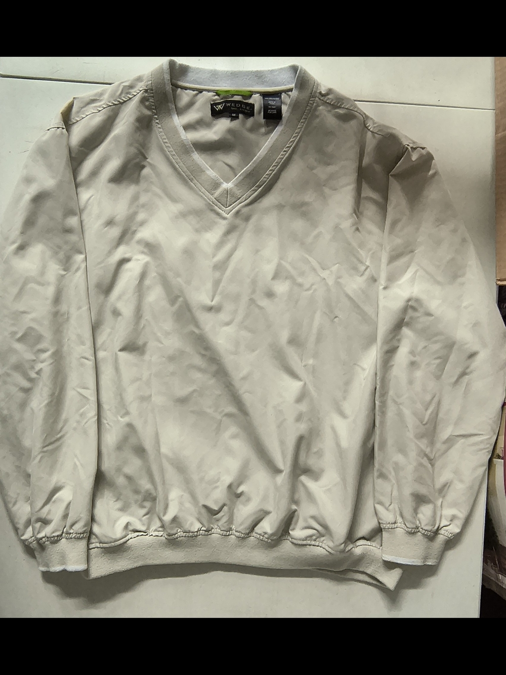 Men's Wedge Golf Lightweight Pullover Windbreaker W/Side Pockets In Cream Sz M